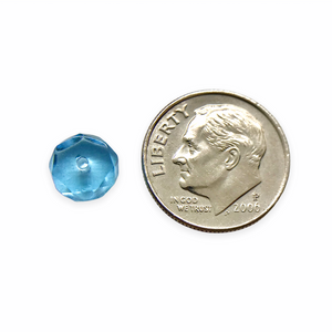 Czech glass faceted rondelle disc beads 25pc translucent aquamarine blue 8x4mm