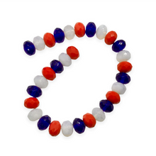 Load image into Gallery viewer, Czech glass USA patriotic mix faceted rondelle beads 30pc red white blue 9x6mm-Orange grove Beads

