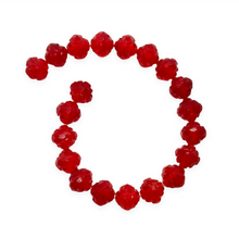 Load image into Gallery viewer, Czech glass faceted crown rosebud flower beads 20pc translucent red 8mm
