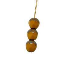 Load image into Gallery viewer, Czech glass faceted acorn drop round beads 15pc orange picasso 8mm-Orange Grove Beads
