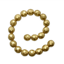 Load image into Gallery viewer, Czech glass faceted round beads 20pc matte Aztec gold 8mm

