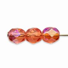 Load image into Gallery viewer, Czech glass faceted round beads 25pc peach coral with AB 6mm-Orange Grove Beads
