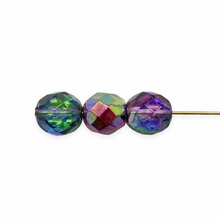 Load image into Gallery viewer, Czech glass faceted round beads 20pc crystal blue purple magic 8mm
