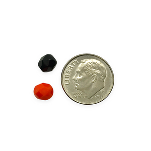 Czech glass Halloween mix faceted round beads 50pc orange black 6mm