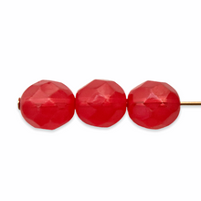 Load image into Gallery viewer, Czech glass faceted round beads 25pc milky red 8mm-Orange Grove Beads
