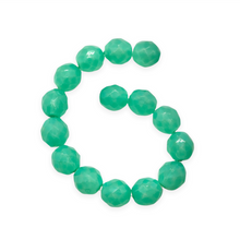 Load image into Gallery viewer, Czech glass faceted round beads 15pc milky turquoise 10mm-Orange grove Beads
