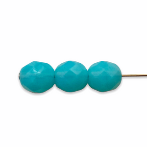 Czech glass faceted round beads 25pc powder blue opal 8mm-Orange Grove Beads