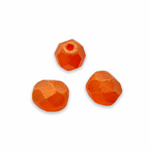 Load image into Gallery viewer, Czech glass faceted round beads 25pc sueded gold orange 6mm
