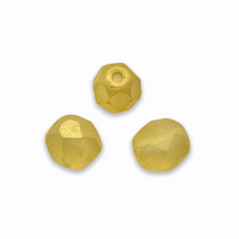 Load image into Gallery viewer, Czech glass faceted round beads 25pc crystal sueded gold lame 6mm
