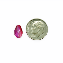 Load image into Gallery viewer, Czech glass faceted pear teardrop beads 20pc fuchsia pink AB 10x7mm
