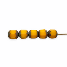 Load image into Gallery viewer, Czech glass faceted tube barrel beads 20pc yellow orange picasso 6mm-Orange Grove Beads
