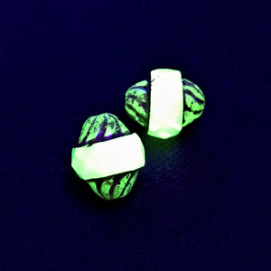 Czech glass faceted turbine beads 10pc sea green opaline picasso UV glow 11x10mm