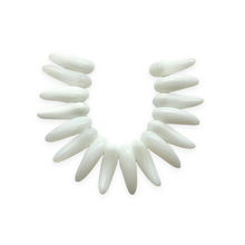 Load image into Gallery viewer, Czech glass fangs, teeth, or talons beads 15pc opaque shiny white 16x6mm-Orange Grove Beads

