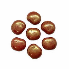 Load image into Gallery viewer, Czech glass flat cherry apple fruit beads charms 12pc red gold bronze luster 12x11mm-Orange Grove Beads
