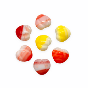 Czech glass flat cherry fruit beads mix 12pc yellow orange red 11x10mm-Orange Grove Beads