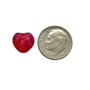 Czech glass crackle cherry fruit beads 12pc translucent fuchsia pink AB 12mm