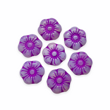 Load image into Gallery viewer, Czech glass daisy flower beads charms 10pc opaline purple violet 13mm-Orange Grove Beads
