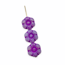 Load image into Gallery viewer, Czech glass daisy flower beads 10pc opaline purple violet 13mm
