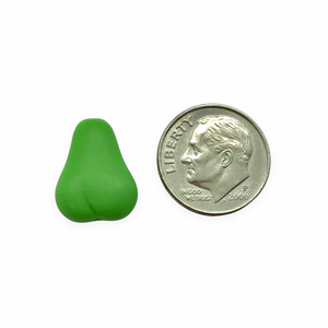 Czech glass flat pear fruit beads charms 10pc opaque green matte 16x12mm