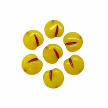 Load image into Gallery viewer, Czech glass flat apple peach fruit beads 12pc milky yellow red 12x11mm-Orange Grove Beads
