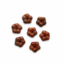 Load image into Gallery viewer, Czech glass flower spacer beads 50pc caramel picasso 5mm-Orange Grove Beads
