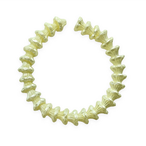 Czech glass fluted bellflower beads 30pc cream pearl 7mm-Orange Grove Beads