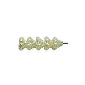 Czech glass fluted bellflower beads 30pc cream pearl 7mm