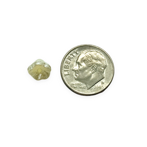Czech glass fluted bellflower beads 30pc cream pearl 7mm