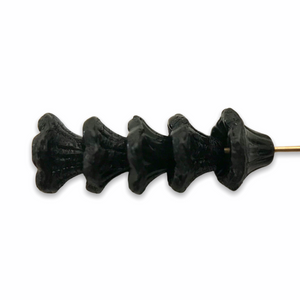 Czech glass fluted bell flower beads 30pc black matte 7mm-Orange Grove Beads
