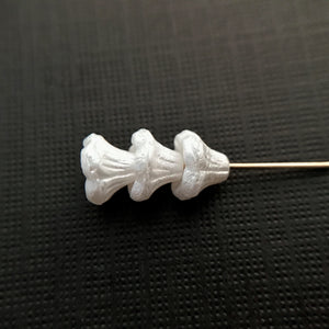 Czech glass fluted bell flower beads 50pc white pearl 7mm-Orange Grove Beads