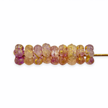 Load image into Gallery viewer, Czech glass forget me not flower spacer beads 50pc etched crystal pink gold 5mm
