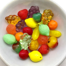 Load image into Gallery viewer, Czech glass fruit salad beads 24pc apple, grapes lemons, oranges, pears #3

