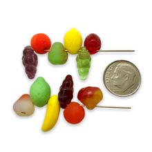 Load image into Gallery viewer, Czech glass fruit salad beads 24pc apple, grapes lemons, orange, berries #4
