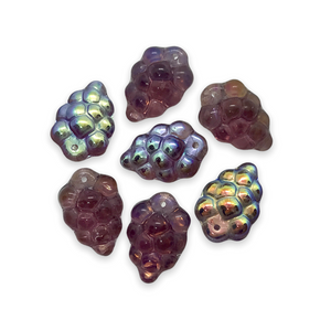 Czech glass grape fruit beads 12pc amethyst purple AB 16x11mm-Orange Grove Beads