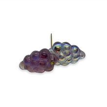 Load image into Gallery viewer, Czech glass grape fruit beads 12pc amethyst purple AB 16x11mm
