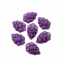 Load image into Gallery viewer, Czech glass grape bunches fruit beads charms 12pc frosted translucent purple 16x11mm-Orange Grove Beads
