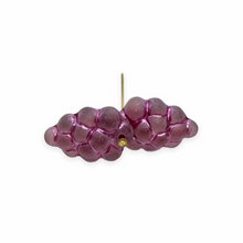 Load image into Gallery viewer, Czech glass grape bunches fruit beads 12pc matte purple pink 16x11mm
