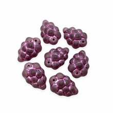 Load image into Gallery viewer, Czech glass grape bunches fruit beads charms 12pc matte purple metallic pink 16x11mm-Orange Grove Beads
