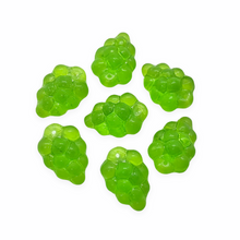Load image into Gallery viewer, Czech glass grape bunches fruit beads charms 12pc medium green-Orange Grove Beads
