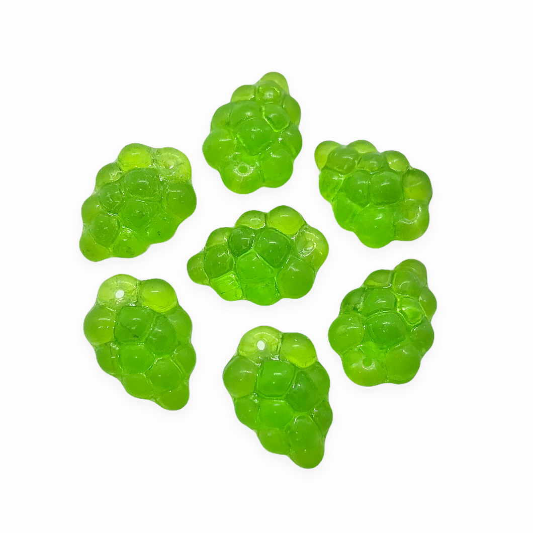 Czech glass grape bunches fruit beads charms 12pc medium green-Orange Grove Beads