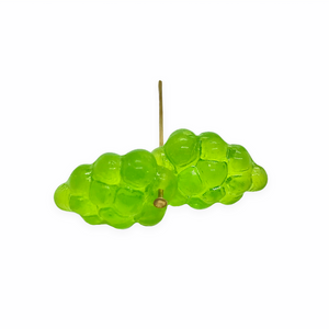 Czech glass grape fruit beads 2pc medium green