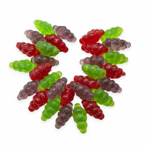 Czech Glass Grape fruit beads mix 30pc red green purple 16x11mm