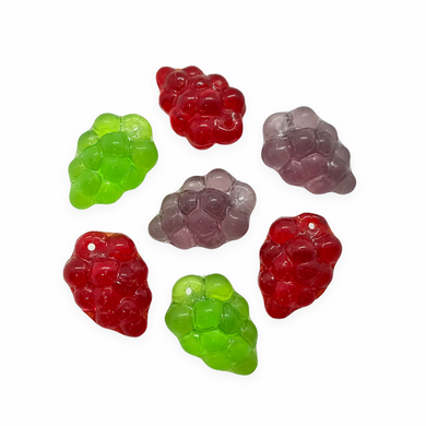 Czech Glass Grape fruit drop beads charms mix 30pc red green purple 16x11mm-Orange Grove Beads