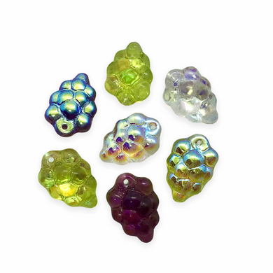 Czech glass grape bunches fruit shaped beads 12pc green purple AB mix #5-Orange Grove Beads