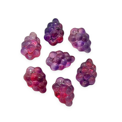 Czech glass grape bunches fruit beads charms 12pc watercolor pink purple 16x11mm-Orange Grove Beads