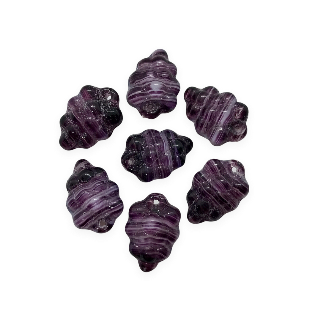 Czech glass grape bunches fruit beads charms 12pc dark purple quartz 16x11mm-Orange Grove Beads