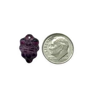Czech glass grape bunches fruit beads charms 12pc dark purple quartz 16x11mm