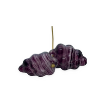 Load image into Gallery viewer, Czech glass grape bunches fruit beads charms 12pc dark purple quartz 16x11mm
