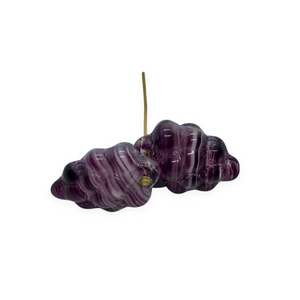 Czech glass grape bunches fruit beads charms 12pc dark purple quartz 16x11mm