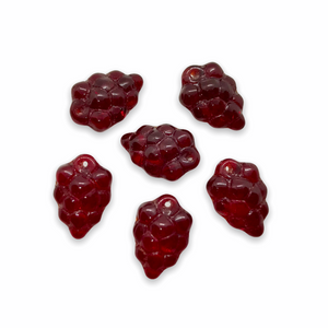 Czech glass grape bunches fruit beads 12pc ruby red 16x11mm-Orange Grove Beads